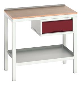 16922601.** verso welded bench with 1 drawer cab & mpx top. WxDxH: 1000x600x930mm. RAL 7035/5010 or selected